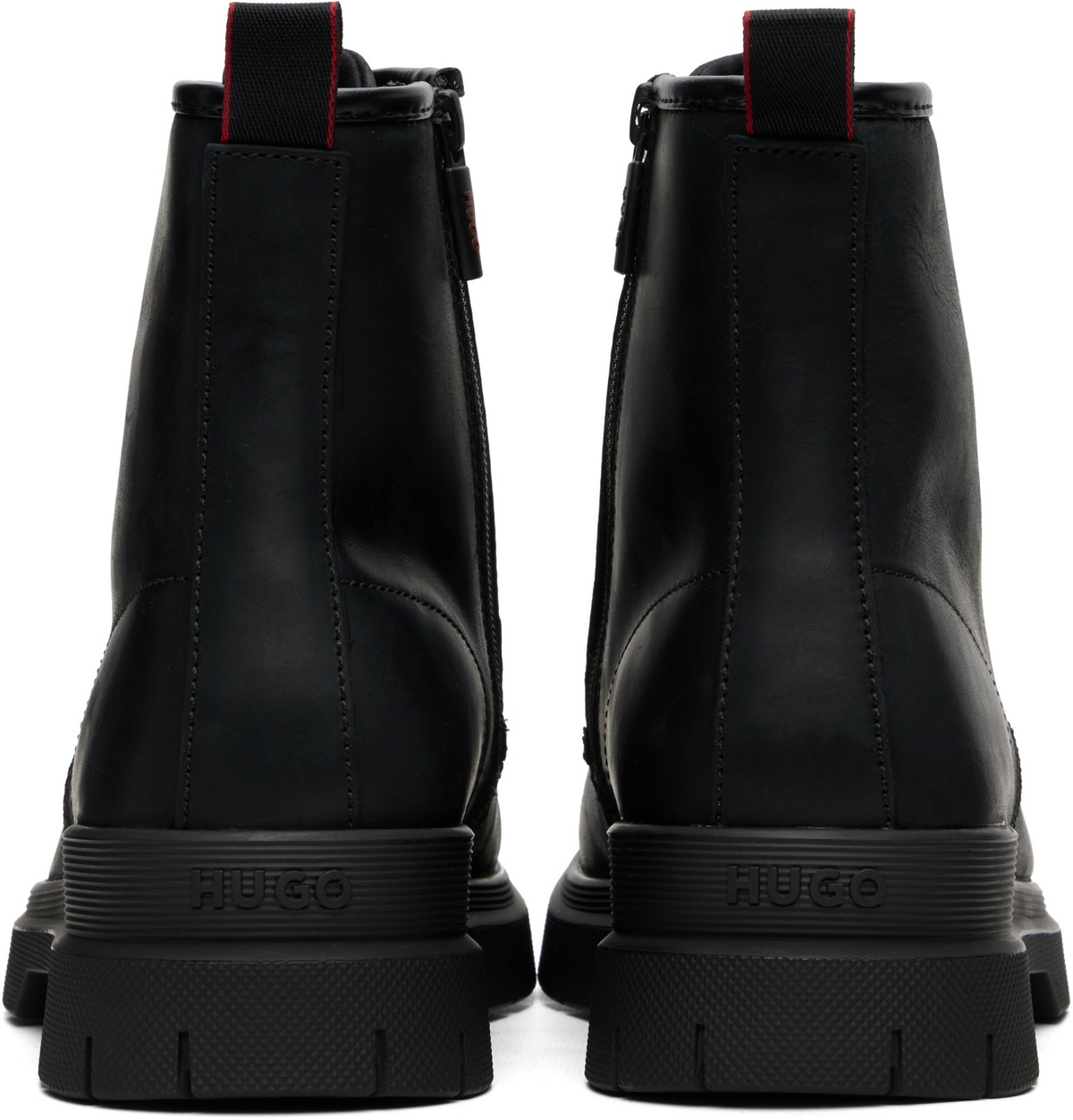 Hugo Black Faux-Leather Combat Boots