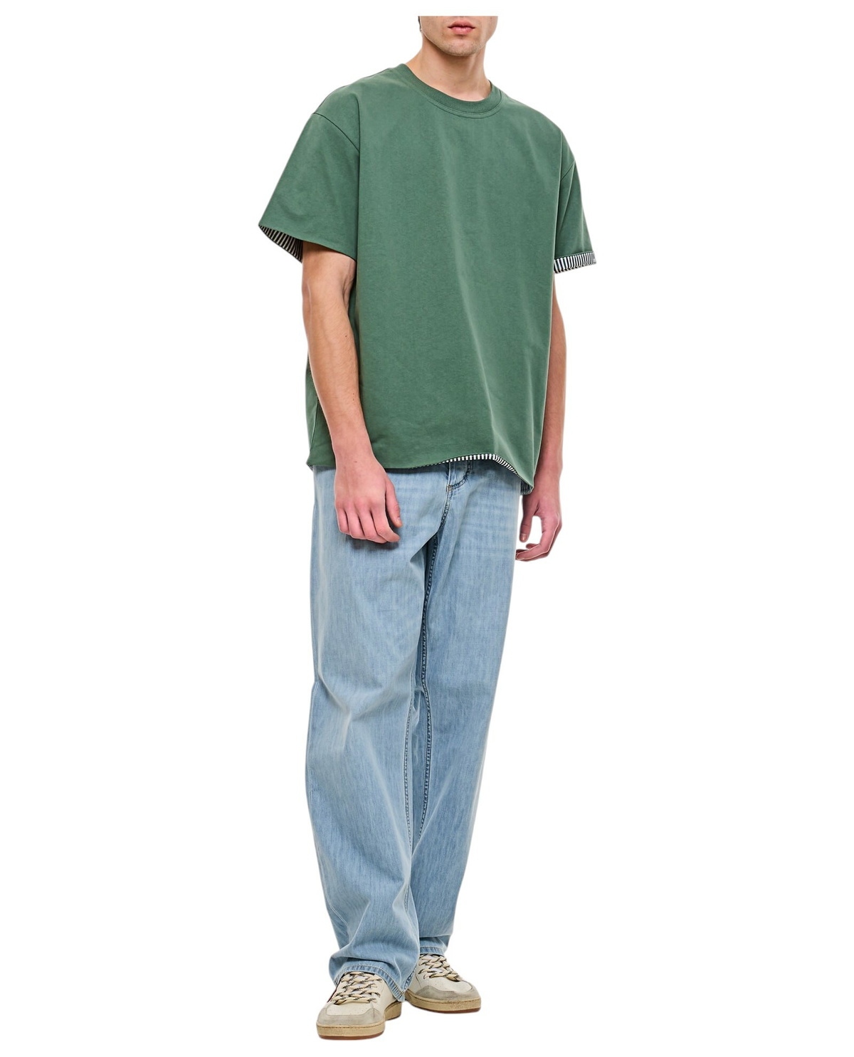 【BOTTEGA VENETA】BIG Sale ★DOUBLE-LAYER ストライプ Tシャツ Bottega Veneta | Double Layer Striped Cotton T-Shirt