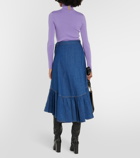 Polo Ralph Lauren Ruffled cotton chambray wrap skirt