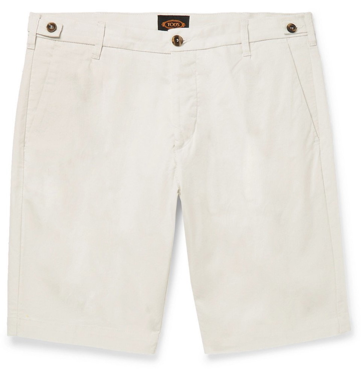 Photo: Tod's - Solaro Cotton-Blend Shorts - Off-white