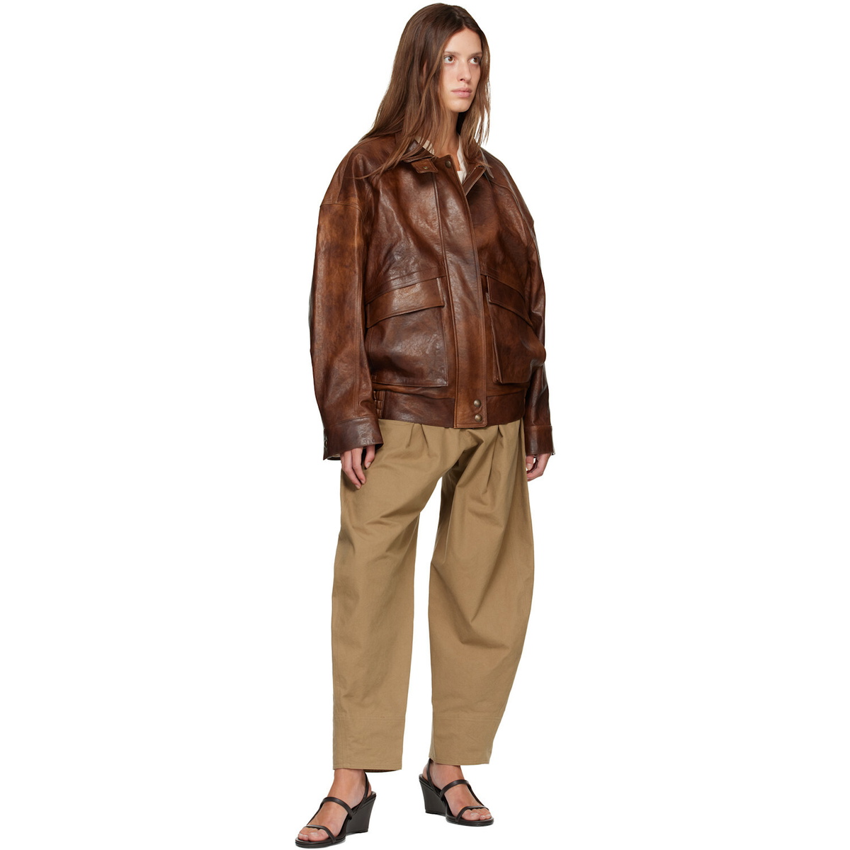 R2W Beige Milo Pintuck Cotton Trousers