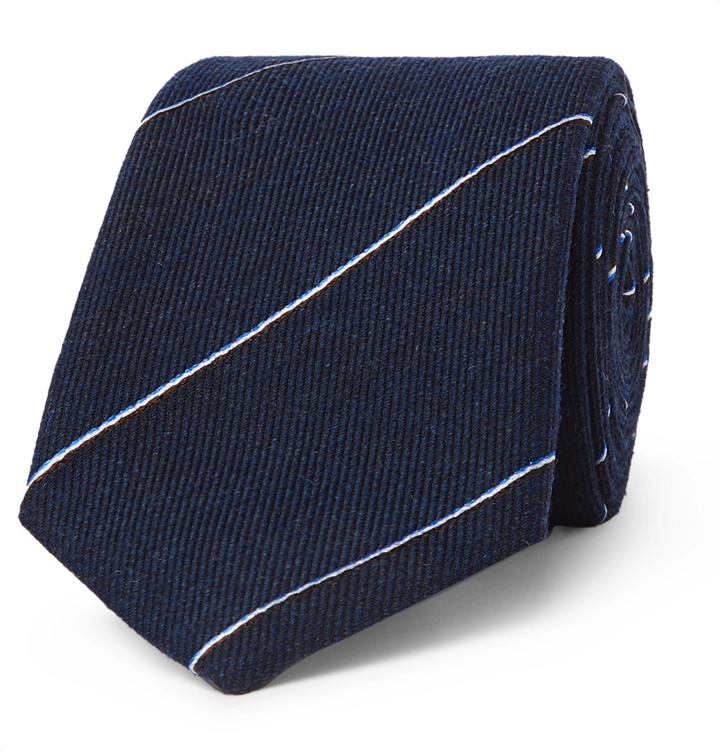 Photo: Dunhill - 7cm Striped Wool and Mulberry Silk-Blend Tie - Blue
