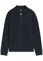 Boss Half-zip Cotton-blend Sweatshirt Navy