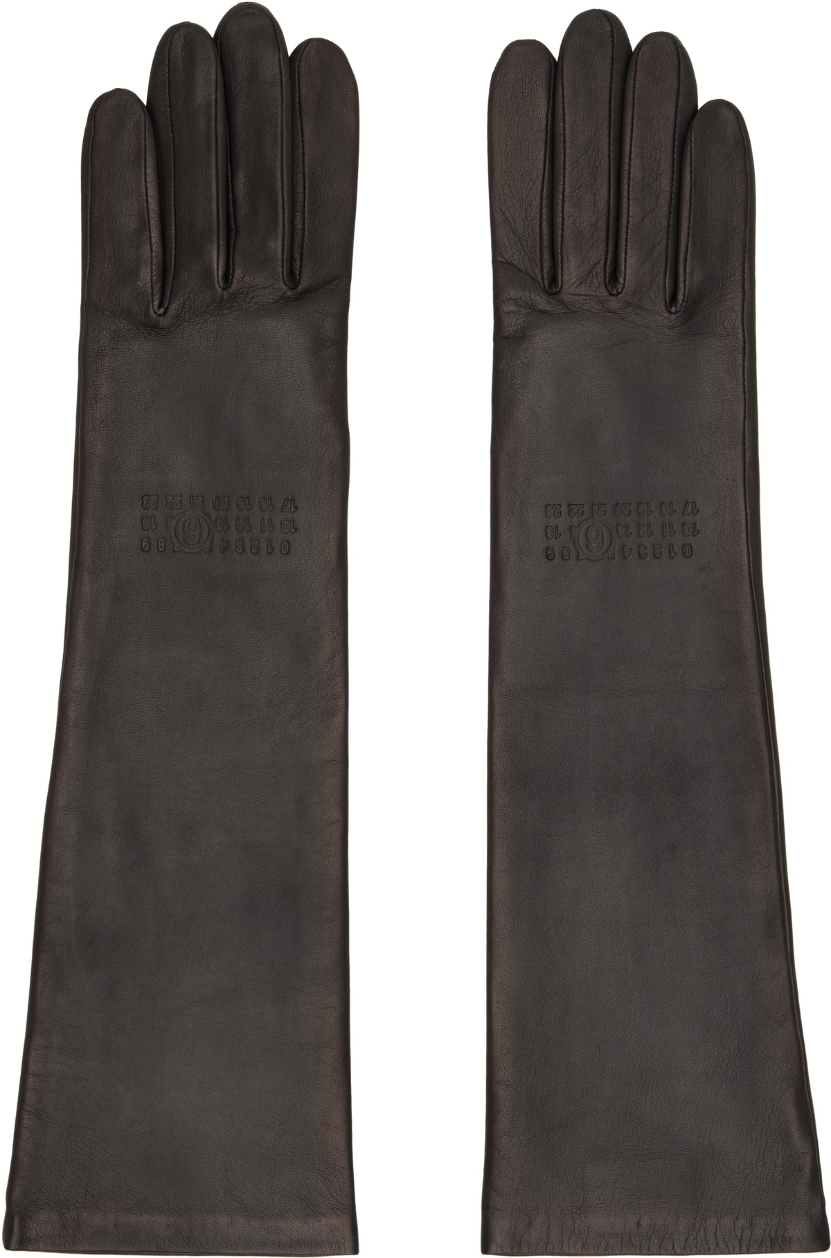 MM6 Maison Margiela Brown Agnelle Edition Mid-Length Leather Gloves