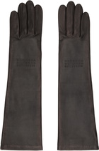 MM6 Maison Margiela Brown Agnelle Edition Mid-Length Leather Gloves