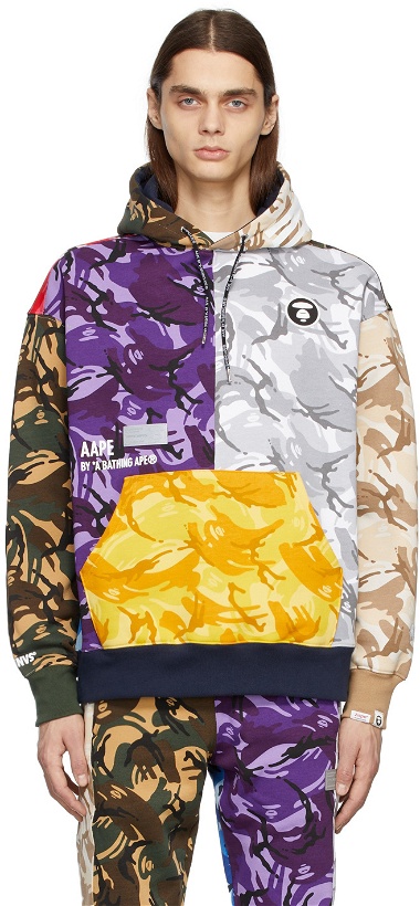 Photo: AAPE by A Bathing Ape Multicolor Camo Rubber Logo Hoodie