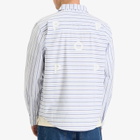 Pop Trading Company Men's Striped Logo Shirt in White/Blue Linen