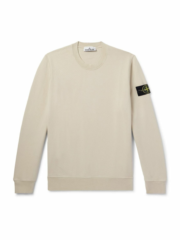 Photo: Stone Island - Logo-Appliquéd Cotton-Jersey Sweatshirt - Neutrals