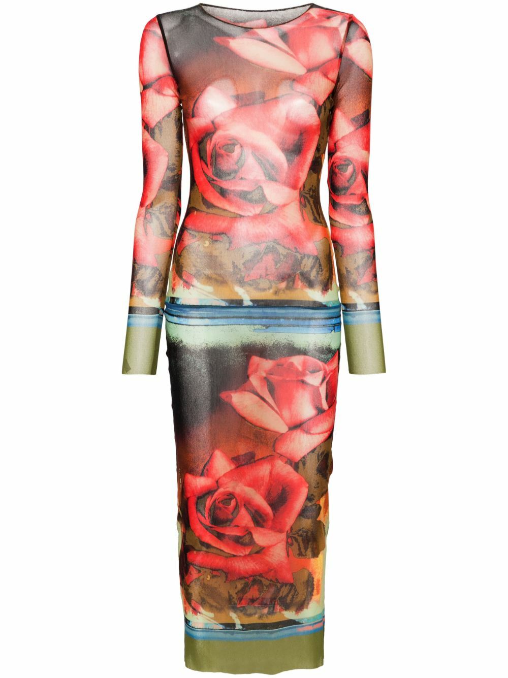 knee length dresses for ladies Rose-print Stretch-Cady Dress main image 1