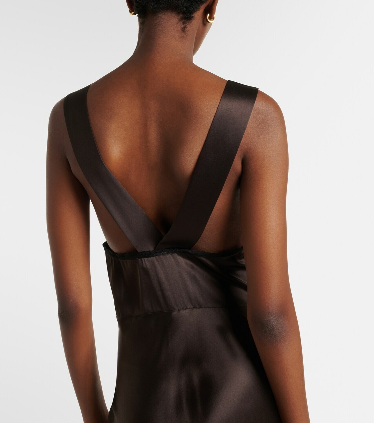 SIR Lace-trimmed silk maxi dress