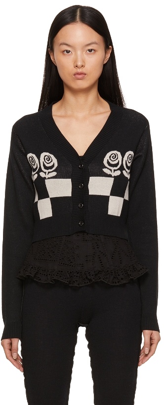 Photo: Anna Sui Black & White Rose Checker Sweater