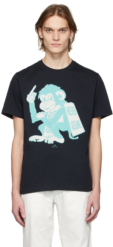 Photo: PS by Paul Smith Navy Never Assume Monkey T-Shirt