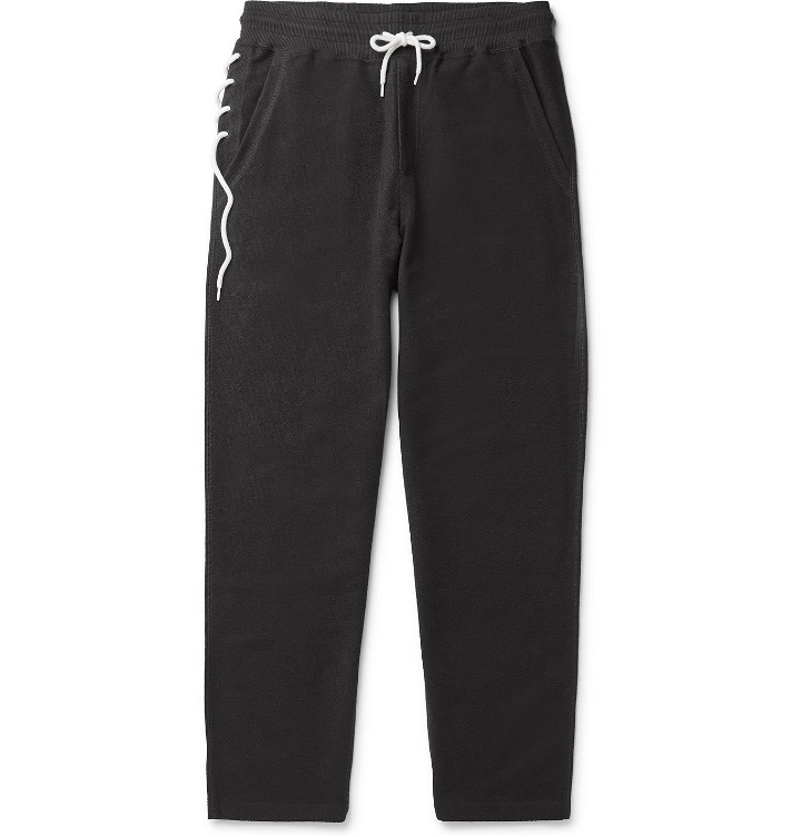 Photo: Craig Green - Tapered Lace-Detailed Loopback Cotton-Blend Jersey Sweatpants - Black