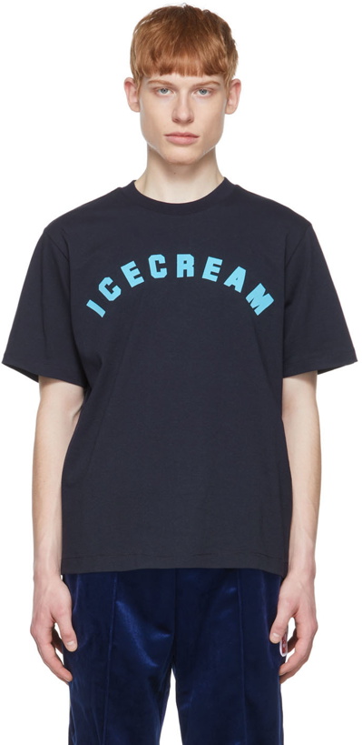 Photo: ICECREAM Navy Cotton T-Shirt