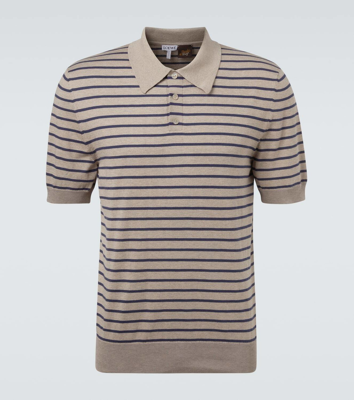 Loewe Knitted striped cotton-blend polo shirt