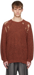 Vein Orange Distressed Sweater