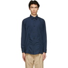 Issey Miyake Men Navy Poplin Puckering Shirt