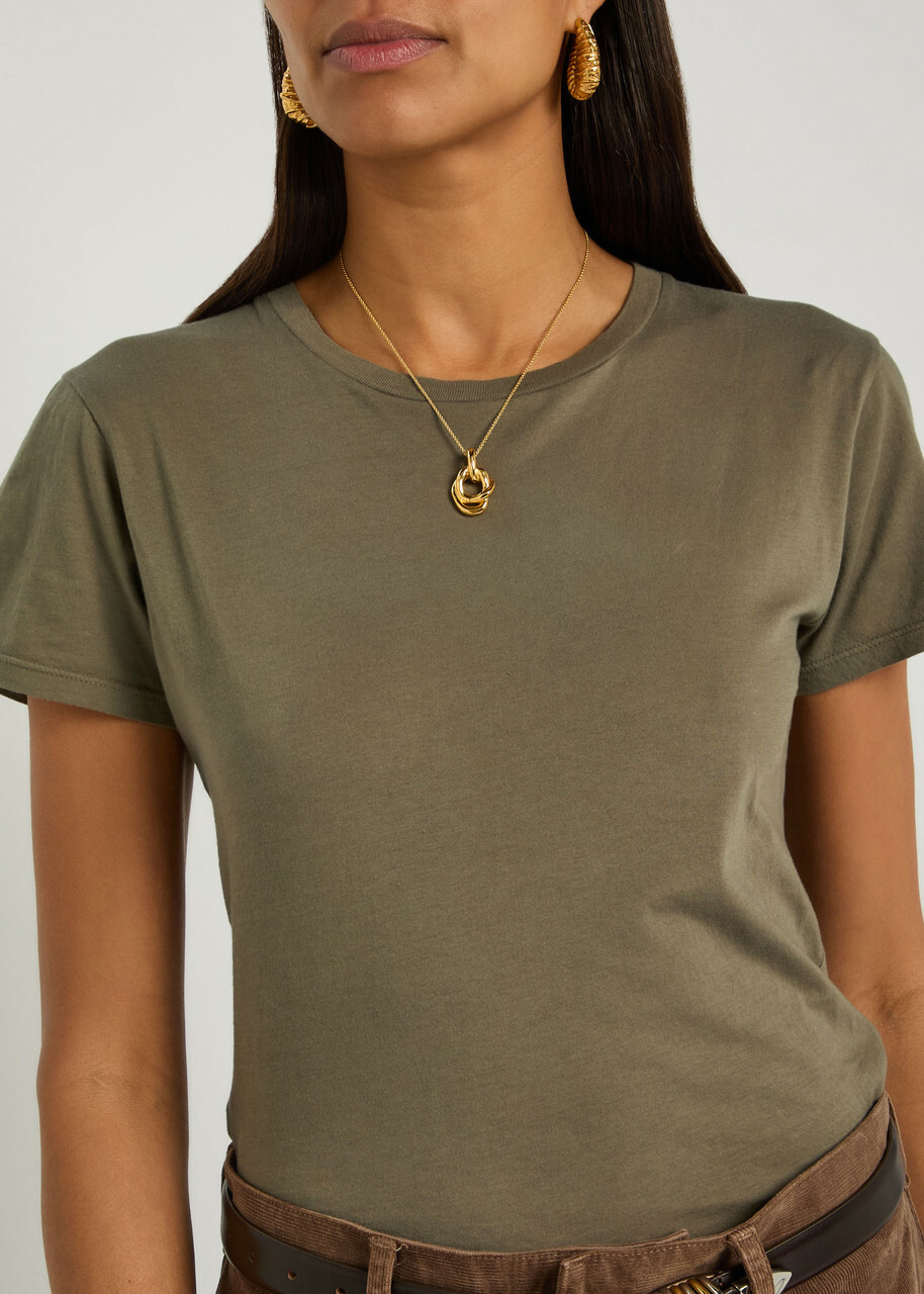 Nili Lotan Lana Crew-neck Cotton T-shirt Grey
