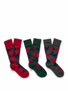 Polo Ralph Lauren - Set of Three Argyle Cotton-Blend Jacquard Socks