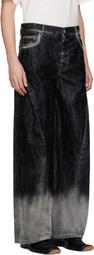 Marni Black Flocked Denim Twisted Jeans