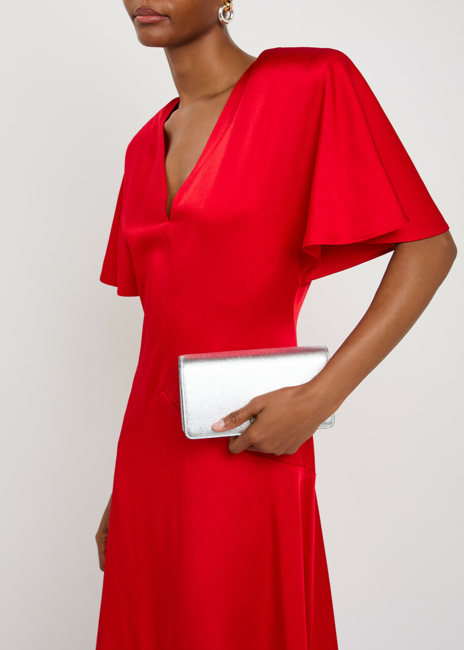 Stella Mccartney Envers V-neck Satin Midi Dress Red