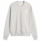 AMI Paris Men's Classic Fit Crewneck Jumper in Gris Cend Chine/Blanc Cr