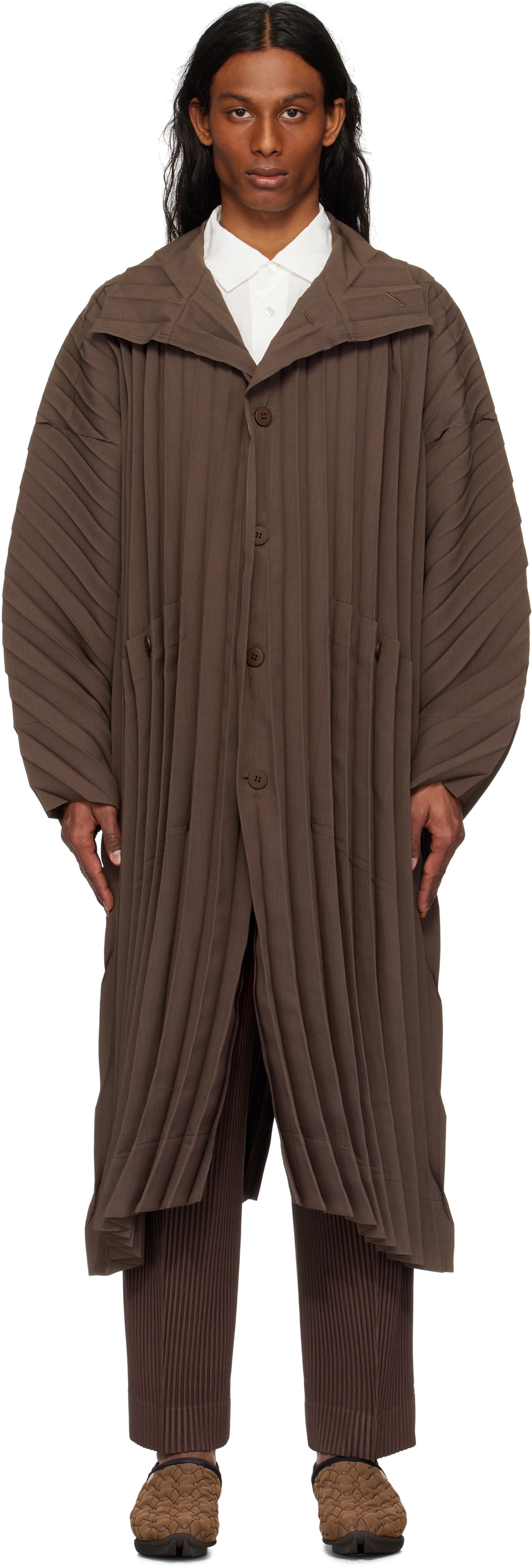 HOMME PLISSÉ ISSEY MIYAKE Brown Edge Light Coat Homme Plisse Issey