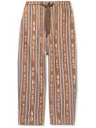 KAPITAL - Straight-Leg Striped Cotton-Blend Jacquard Drawstring Trousers - Brown