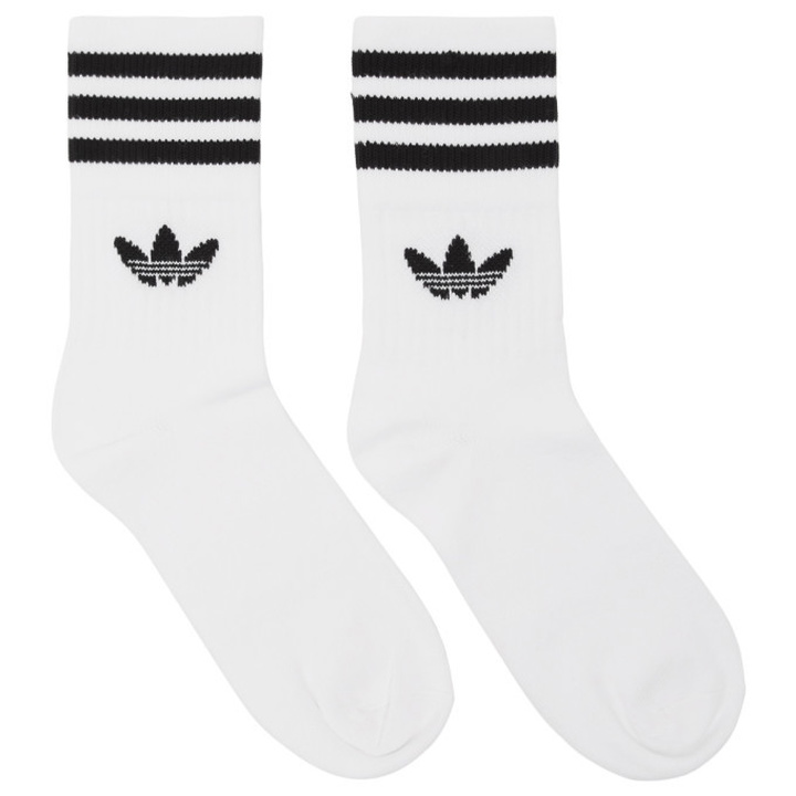 Photo: adidas Originals Three-Pack White Striped Mid Cut Socks