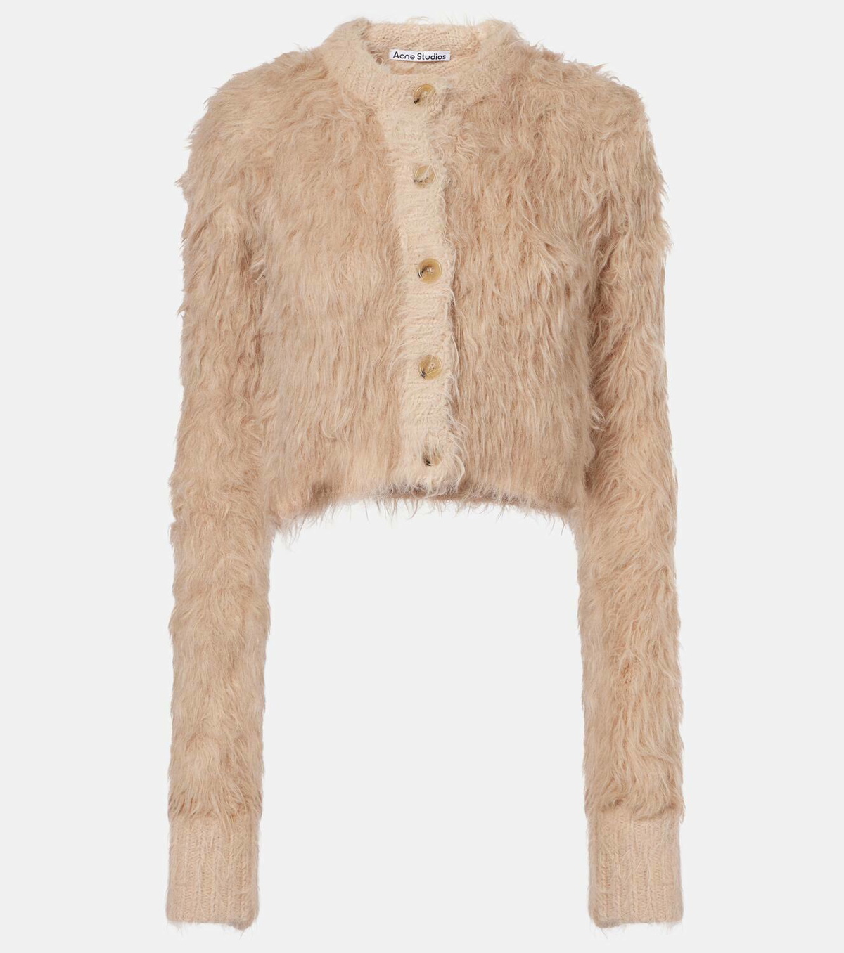 Frosty Argyle Faux-Fur Hood Cardigan
