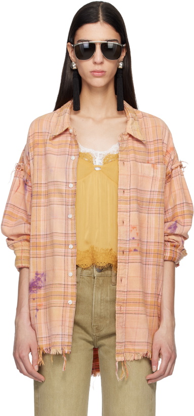 Photo: R13 Orange Shredded Seam Drop Neck Shirt