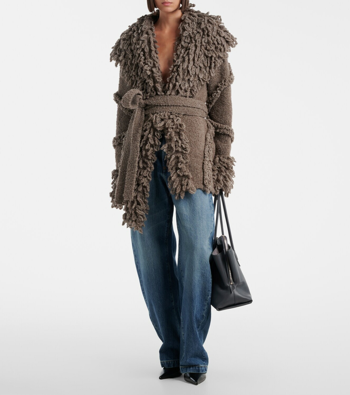 The Attico Fringed wool and cashmere-blend cardigan