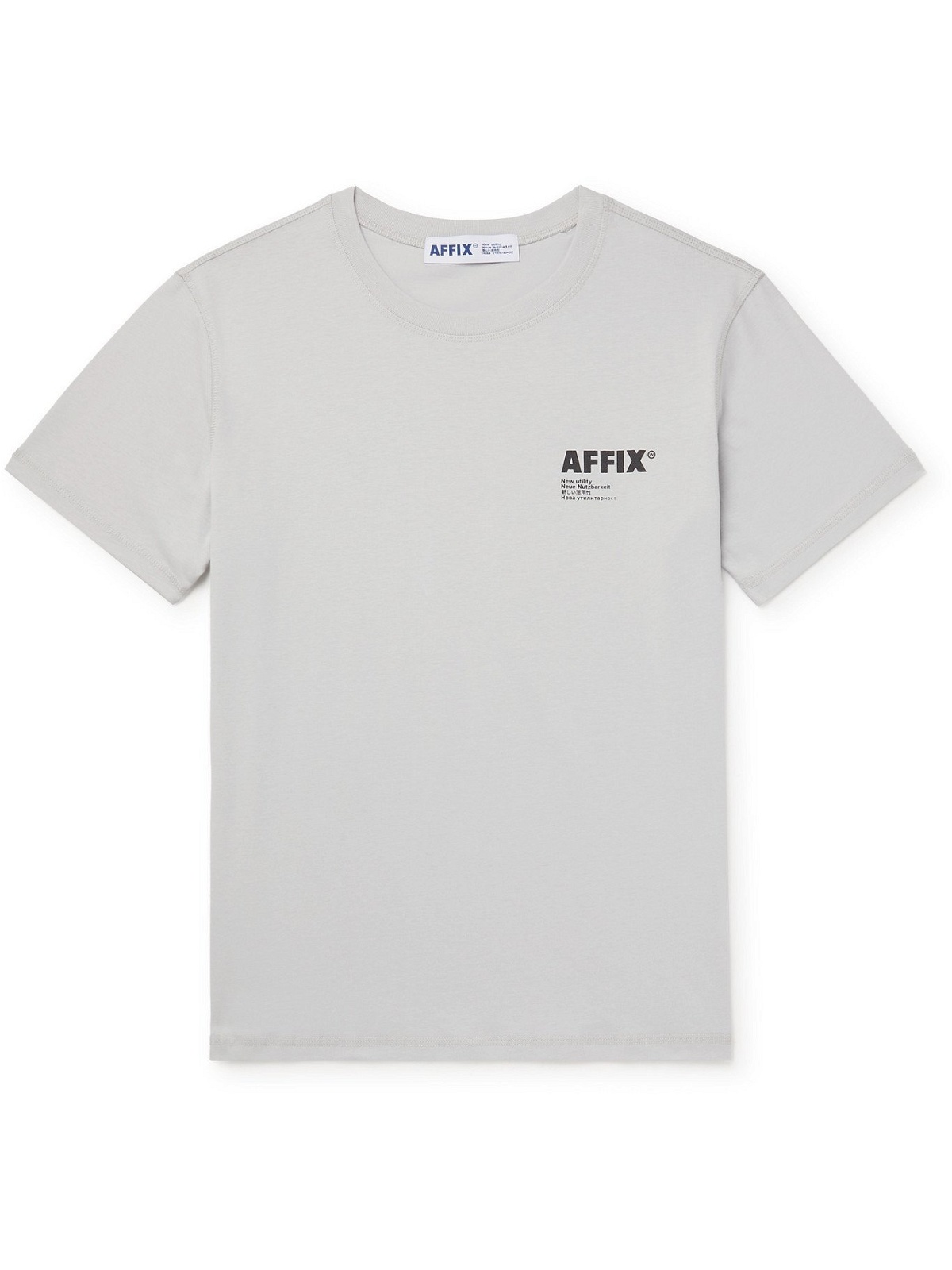 AFFIX - Standardised Logo-Print Organic Cotton-Jersey T-Shirt - Gray Affix