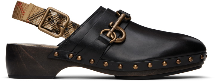 Photo: Burberry Black Leather Trunk Strap Clogs