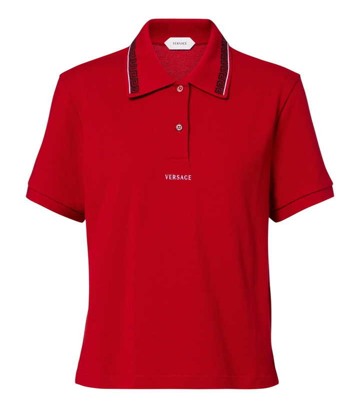 Photo: Versace Greca cotton piqué polo shirt