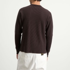 BEAMS Men's Waffle Crew Neck Sweatshirt in Dark Brown