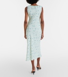 Alessandra Rich Lace-trimmed floral silk midi dress