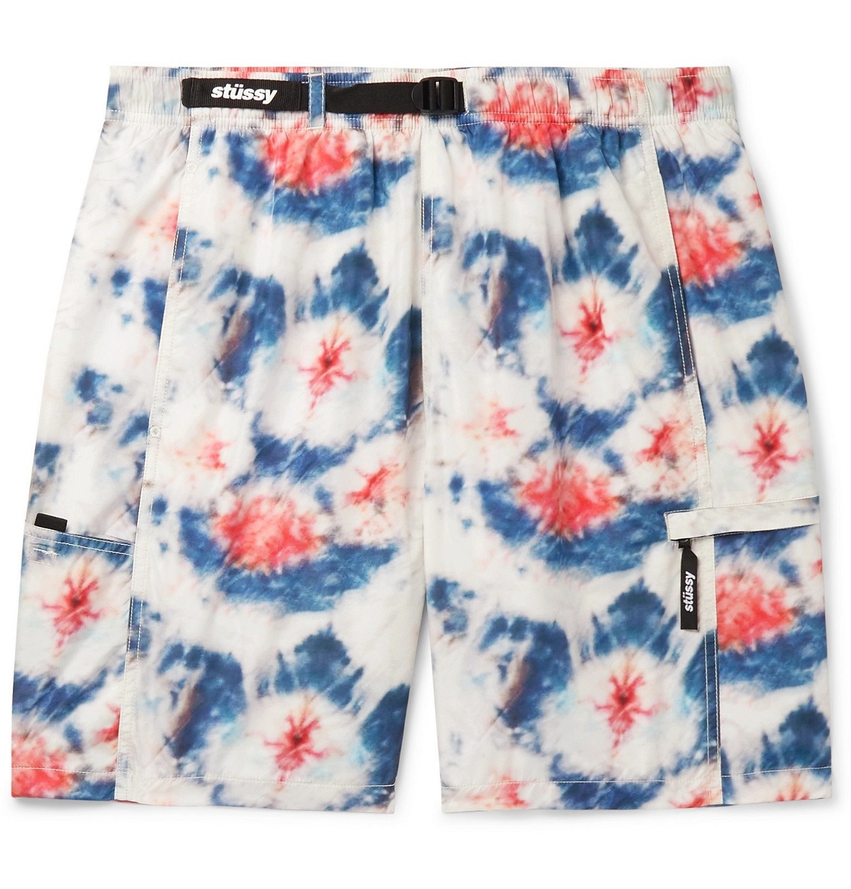 Photo: Stüssy - Wide-Leg Belted Tie-Dyed Shell Shorts - White