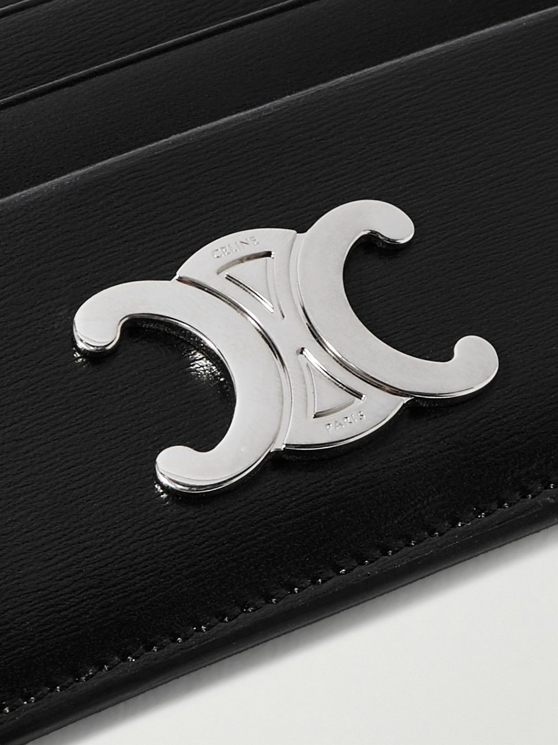 CELINE - Logo-Embellished Textured-Leather Cardholder