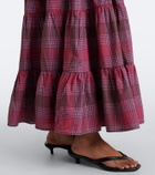 Rixo Kendall shirred plaid cotton maxi dress