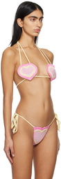 GCDS Pink Heart Bikini Top