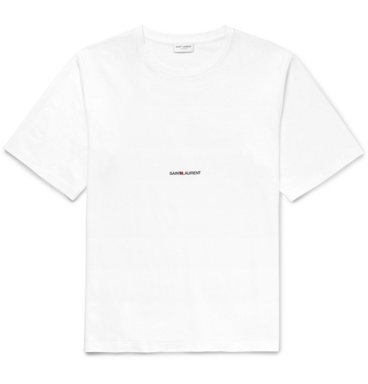 Photo: Saint Laurent - Slim-Fit Printed Cotton-Jersey T-Shirt - White