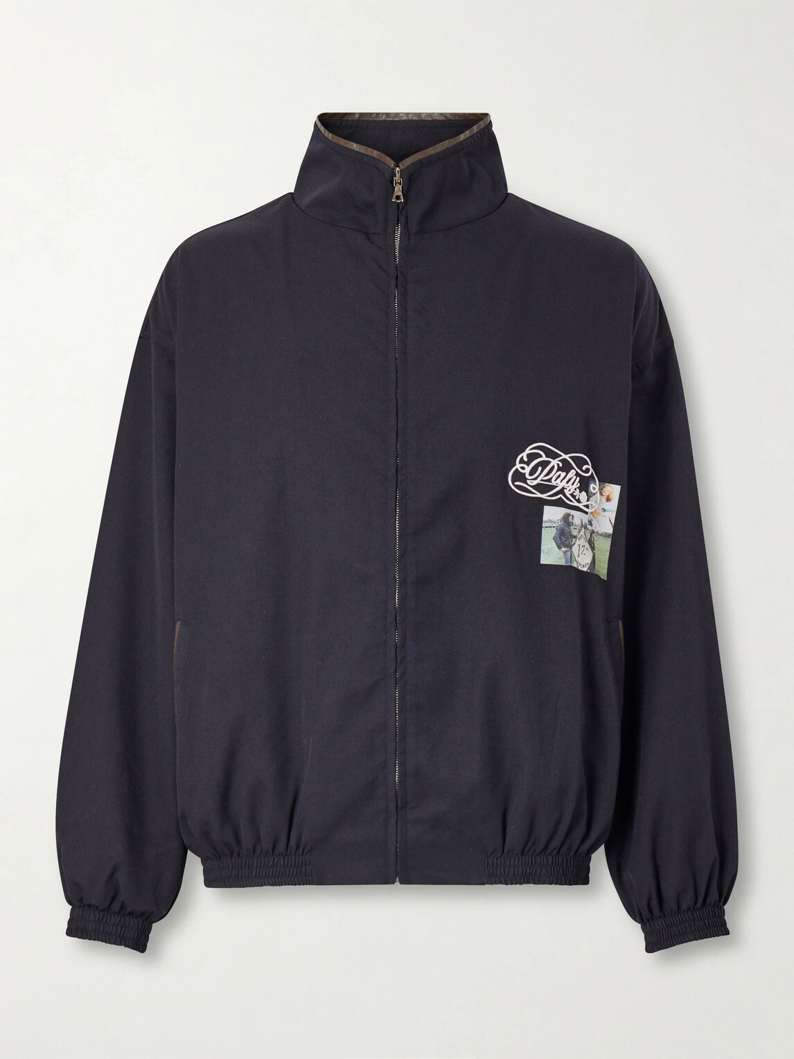 Paly Hollywood - Logo-Embroidered Printed Wool-Blend Zip-Up Jacket - Blue