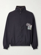 Paly Hollywood - Logo-Embroidered Printed Wool-Blend Zip-Up Jacket - Blue