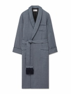 Derek Rose - Lincoln 11 Belted Herringbone Wool Robe - Blue