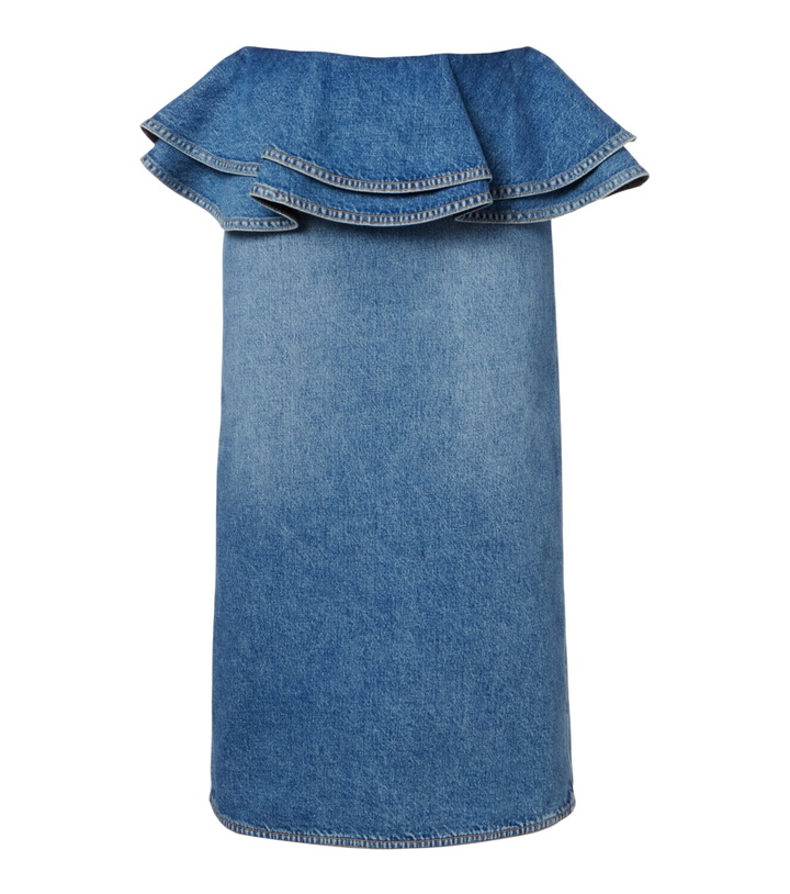 Photo: Plan C Peplum denim midi skirt