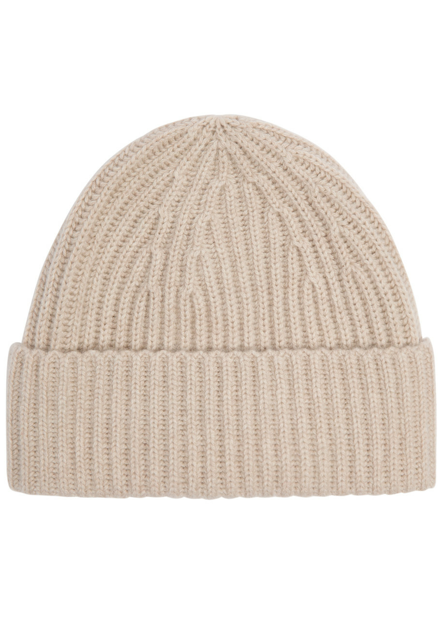 Lisa Yang Martigny Ribbed Cashmere Beanie - Sand - One Size