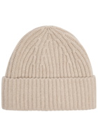 Lisa Yang Martigny Ribbed Cashmere Beanie - Sand - One Size