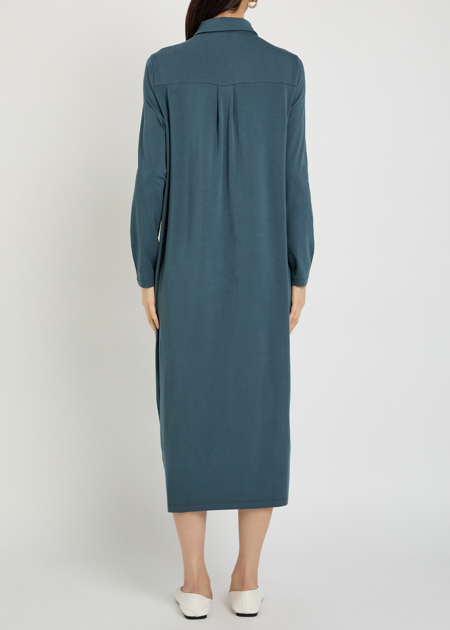 Eileen Fisher Stretch-jersey Midi Shirt Dress Blue