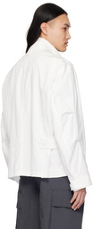 Solid Homme White Stand Collar Jacket